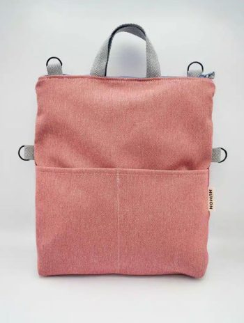 Bolso-mochila salmón de tapicería reciclada