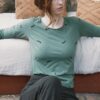 Camiseta manga larga ecológica verde trazos
