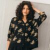 Cardigan oversize negro manga kimono - Ropa Sostenible