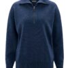 Jersey cremallera mujer de lana azul marino