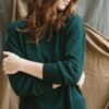 Jersey tricot lana merino turquesa mujer