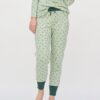 Pantalón pijama ecológico largo verde hojas mujer