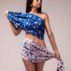 bufanda lana merino flores azul