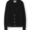 Chaqueta punto grueso algodón orgánico negra frontal