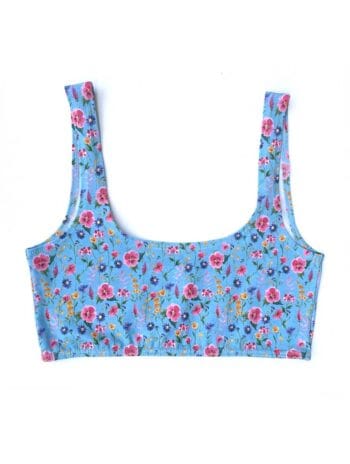 Top sujetador ecológico azul flores silvestres