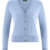 Chaqueta corta de cuello pico ecológica azul cielo