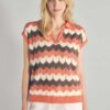 Top de punto zigzag tricolor mujer melocotón - Ropa Sostenible