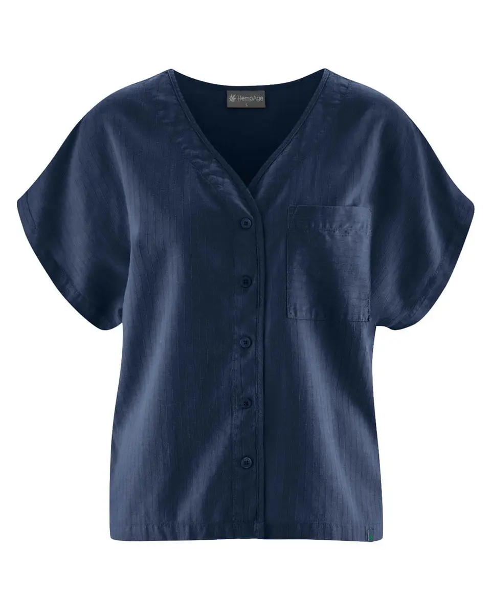 Blusa holgada manga kimono ecológica azul marino