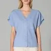 Blusa holgada manga kimono mujer azul cielo