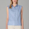 Blusa sin mangas sostenible fruncido azul mujer