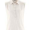 Blusa sin mangas sostenible fruncido blanco