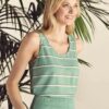 Camiseta mujer rayas sin mangas verde cáñamo orgánico