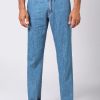 Vaqueros rectos hombre tejido ecológico azul. Ropa sostenible hombre