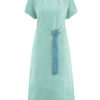 Vestido cáñamo manga corta cinturón verde