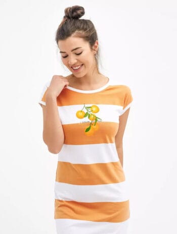 Camisón mujer algodón orgánico rayas naranja