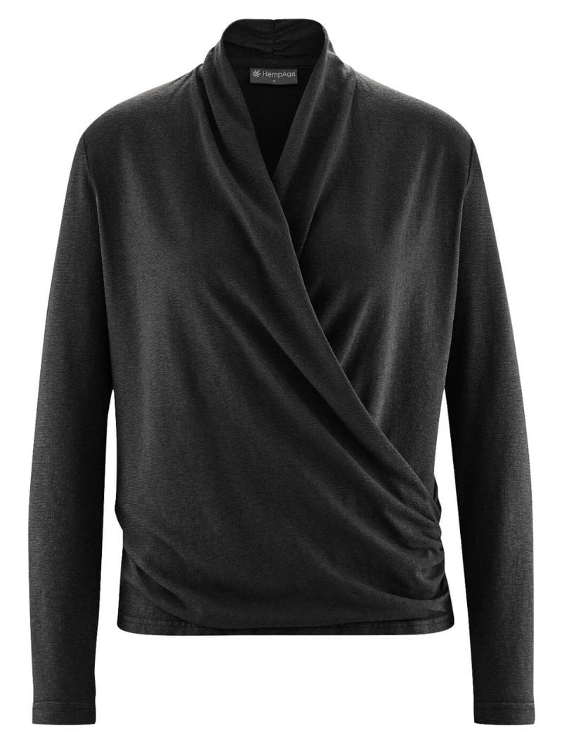 Camiseta cuello chal para mujer de cáñamo y algodón orgánico - Imagen 8