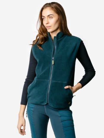 Chaleco polar mujer 100% algodón orgánico - Azul petróleo