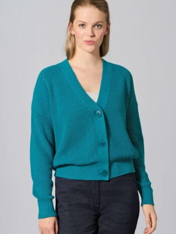 Alternative view of Chaqueta de punto con cuello pico de algodón orgánico y cáñamo