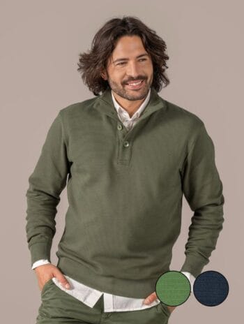 Jersey Cuello Alto con Botones para Hombre de Algodón Orgánico