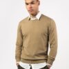 Jersey cuello redondo hombre de algodón orgánico y lana - Color beige