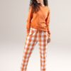 Pijama cuadros naranja manga larga ecológico