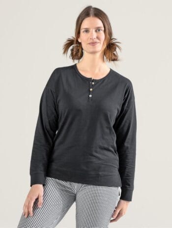 Pijama ecológico mujer blanco negro cuadros