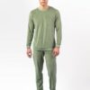 Pijama felpa hombre ecológico - Verde niebla