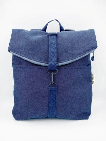Mochila tela azul denim repelente agua