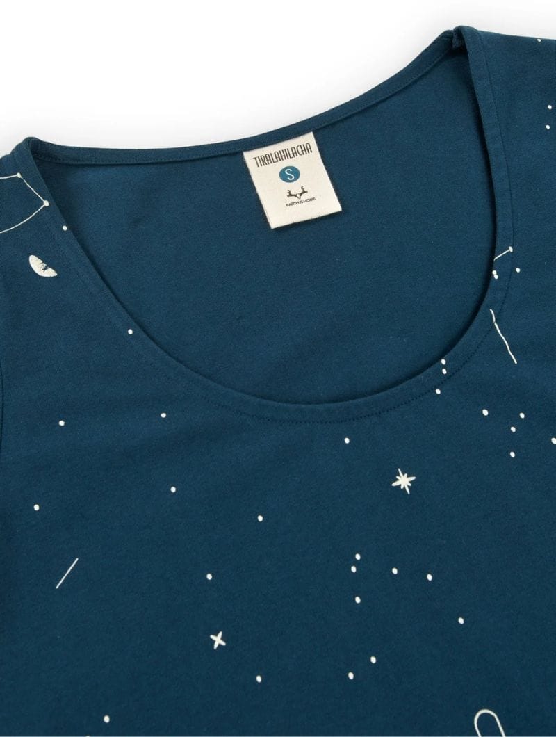 Camiseta manga larga azul constelaciones de algodón orgánico - Imagen 5