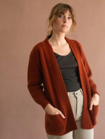 Chaqueta larga roja lana merino - Chaqueta oversize mujer