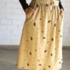 Falda midi beige con estampado sideral de algodón orgánico - Faldas evasé
