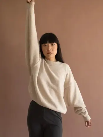 Jersey manga murciélago beige lana merino