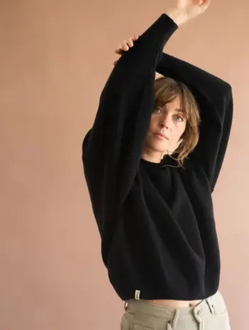 Jersey manga murciélago negro lana merino