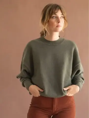 Jersey verde manga murciélago lana merino