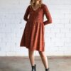 Vestido manga ranglán rojo algodón - Ropa Sostenible