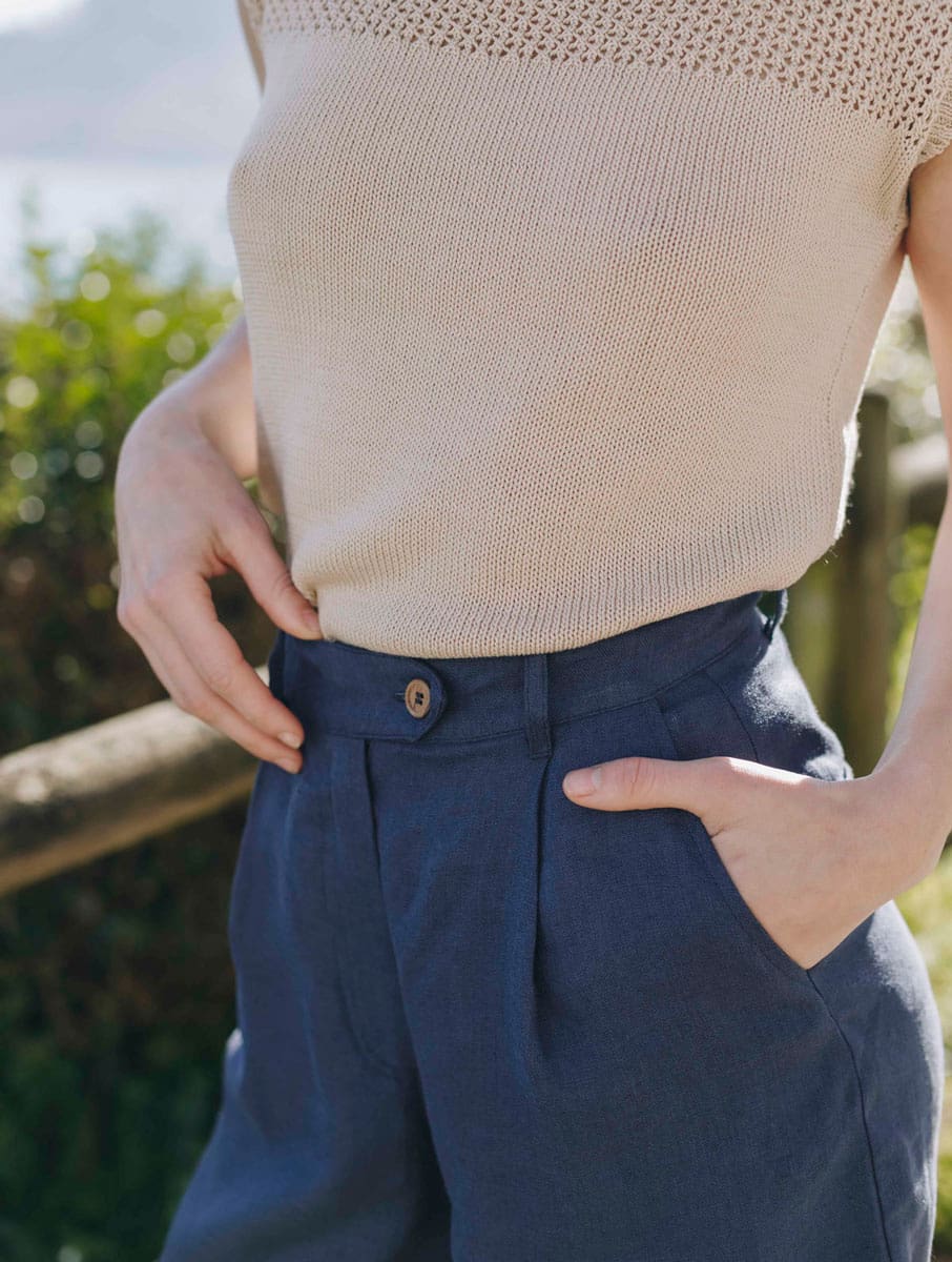 Bermuda lino mujer marino ROADE