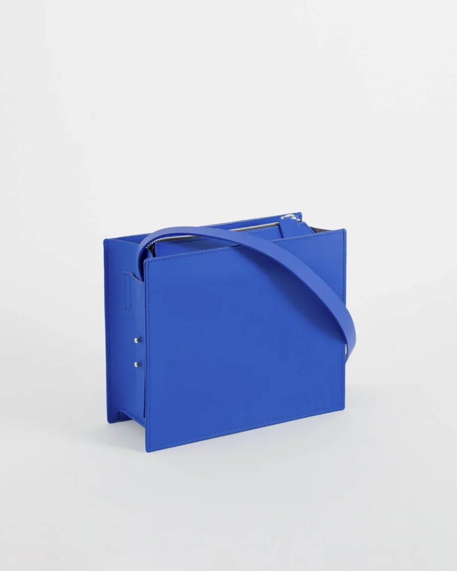 Bolso cuadrado cuero reciclado azul