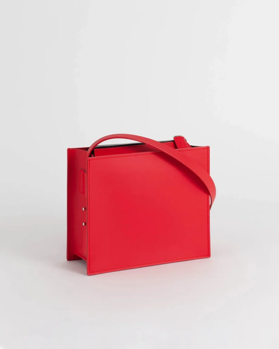 Bolso cuadrado cuero reciclado rojo