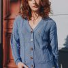 Cardigan calado mujer azul Mallo de ROADE