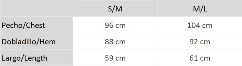 Guia de tallas cardigan mallo ROADE SS24