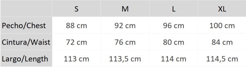 Guía de tallas vestido porto ROADE SS24