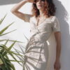 Vestido lino corto color arena ROADE