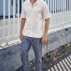 Camisa cuello italiano hombre de cañamo
