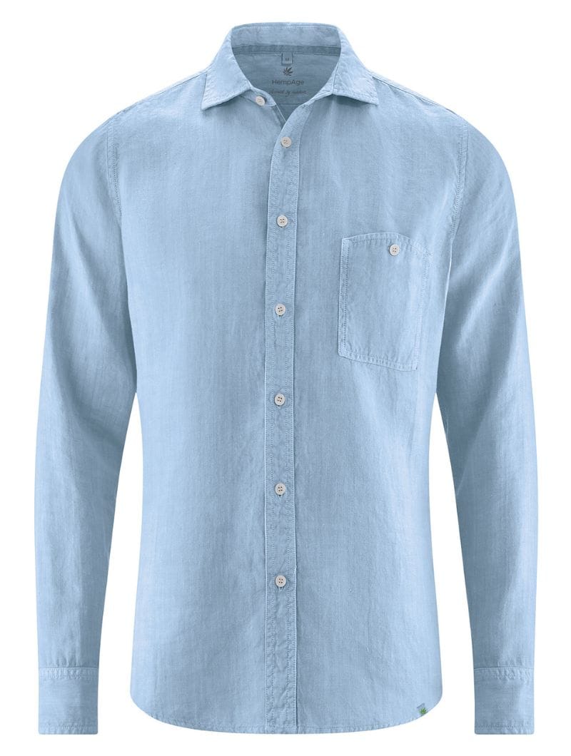 ≫ Camisa Hombre Cuello Italiano ✔️ 100% Cáñamo