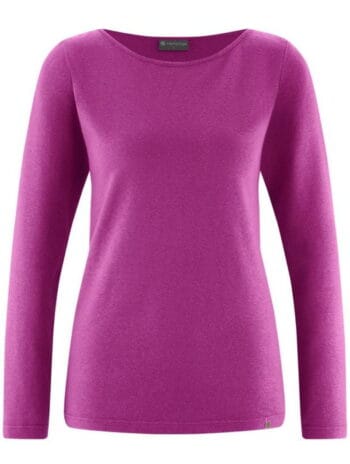 Camiseta cuello barco violeta manga larga de cáñamo y algodón orgánico