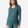 Camiseta térmica mujer de lana ecológica - Azul turquesa