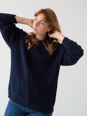 Jersey largo mujer azul marino de algodón orgánico