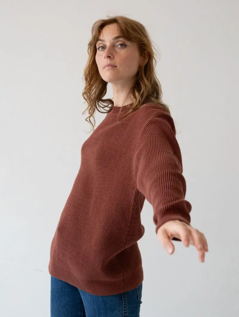 Jersey largo granate para mujer de algodón orgánico Fieito