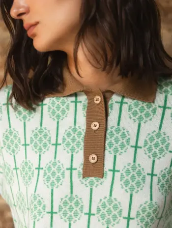 Alternative view of Jersey polo jacquard de lana merino crudo