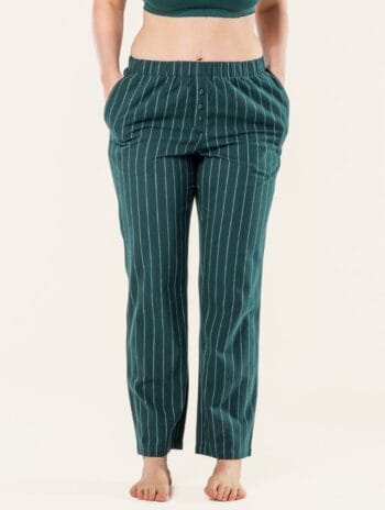 Pantalón pijama verde rayas ecológico. Ropa sostenible